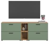 TV-Lowboard Onawa in Gr�n und Artisan Eiche TV-Unterteil h�ngend / stehend 176 cm, Soft-Close
