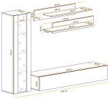 Wohnwand Option in Jackson Eiche Schrankwand 4-teilig h�ngend mit LED und Push-To-Open, 210 x 170 cm