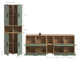 Wohnwand Onawa in Gr�n und Artisan Eiche Wohnkombination 256 x 178 cm, Soft-Close