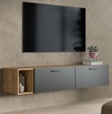 TV-Lowboard Onawa in Grau und Artisan Eiche TV Unterteil h�ngend / stehend 176 cm