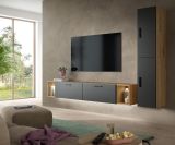 Wohnwand Onawa in Grau und Artisan Eiche Wohnkombination h�ngend / stehend 249 x 184 cm