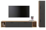 Wohnwand Onawa in Grau und Artisan Eiche Wohnkombination h�ngend / stehend 249 x 184 cm