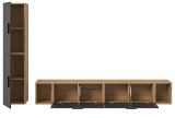 Wohnwand Onawa in Grau und Artisan Eiche Wohnkombination h�ngend / stehend 249 x 184 cm