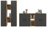 Wohnwand Onawa in Grau und Artisan Eiche Wohnkombination h�ngend / stehend 259 x 184 cm