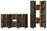 Wohnwand Onawa in Grau und Artisan Eiche Wohnkombination h�ngend / stehend 259 x 184 cm