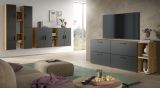 TV-Lowboard Onawa in Grau und Artisan Eiche TV-Unterteil h�ngend / stehend 176 cm, Soft-Close