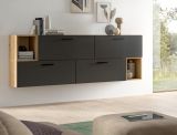 TV-Lowboard Onawa in Grau und Artisan Eiche TV-Unterteil h�ngend / stehend 176 cm, Soft-Close