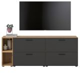 TV-Lowboard Onawa in Grau und Artisan Eiche TV-Unterteil h�ngend / stehend 176 cm, Soft-Close