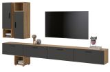 Wohnwand Onawa in Grau und Artisan Eiche Wohnkombination h�ngend / stehend 300 x 178 cm