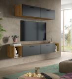 Wohnwand Onawa in Grau und Artisan Eiche Wohnkombination 202 x 184 cm, Soft-Close