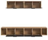 Wohnwand Onawa in Grau und Artisan Eiche Wohnkombination 202 x 184 cm, Soft-Close