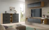 Sideboard Onawa in Grau und Artisan Eiche Kommode 176 cm, Soft-Close
