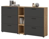 Sideboard Onawa in Grau und Artisan Eiche Kommode 176 cm, Soft-Close