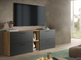 TV-Lowboard Onawa in Grau und Artisan Eiche TV-Unterteil h�ngend / stehend 176 cm, Soft-Close