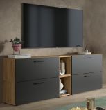TV-Lowboard Onawa in Grau und Artisan Eiche TV-Unterteil h�ngend / stehend 176 cm, Soft-Close