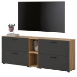 TV-Lowboard Onawa in Grau und Artisan Eiche TV-Unterteil h�ngend / stehend 176 cm, Soft-Close