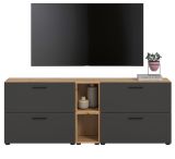 TV-Lowboard Onawa in Grau und Artisan Eiche TV-Unterteil h�ngend / stehend 176 cm, Soft-Close