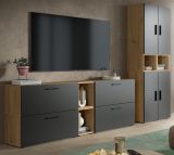 Wohnwand Onawa in Grau und Artisan Eiche Wohnkombination 256 x 178 cm, Soft-Close