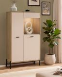 Vitrine Ingar in Kaschmir und Eiche Highboard 80 x 150 cm, Soft-Close