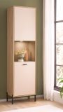 Vitrine Ingar in Kaschmir und Eiche Vitrinenschrank 54 x 204 cm, Soft-Close