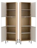 Vitrine Ingar in Kaschmir und Eiche Vitrinenschrank 54 x 204 cm, Soft-Close