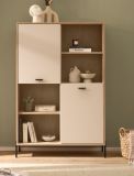Regalschrank Ingar in Kaschmir und Eiche Highboard 105 x 160 cm, Soft-Close