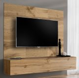 TV-Lowboard Set Public in Wotan Eiche, Flat-TV Unterschrank h�ngend mit Akustikpaneel, 180 cm