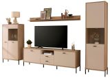 Wohnwand Ingar in Kaschmir und Eiche Wohnkombination 349 cm, mit Soft-Close