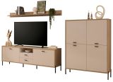 Wohnwand Ingar in Kaschmir und Eiche Wohnkombination 320 cm, mit Soft-Close