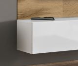TV-Lowboard Set Public in Wotan Eiche und wei�, Flat-TV Unterschrank h�ngend mit Akustikpaneel, 180 cm