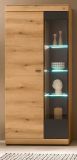 Vitrine Assina in Evoke Eiche und grau matt Vitrinenschrank 90 x 201 cm, Soft-Close