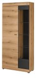 Vitrine Assina in Evoke Eiche und grau matt Vitrinenschrank 90 x 201 cm, Soft-Close