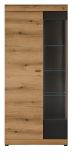 Vitrine Assina in Evoke Eiche und grau matt Vitrinenschrank 90 x 201 cm, Soft-Close