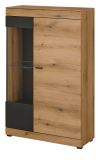 Vitrine Assina in Evoke Eiche und grau matt Vitrinenschrank 90 x 141 cm, Soft-Close
