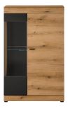 Vitrine Assina in Evoke Eiche und grau matt Vitrinenschrank 90 x 141 cm, Soft-Close