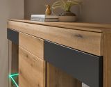 Highboard Assina in Evoke Eiche und grau matt Vitrine 140 x 141 cm, Soft-Close