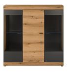 Highboard Assina in Evoke Eiche und grau matt Vitrine 140 x 141 cm, Soft-Close