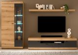 Wohnwand Assina in Evoke Eiche und grau matt Wohnkombination 300 x 201 cm, Soft-Close