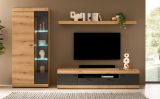 Wohnwand Assina in Evoke Eiche und grau matt Wohnkombination 300 x 201 cm, Soft-Close