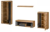 Wohnwand Assina in Evoke Eiche und grau matt Wohnkombination 350 x 201 cm, Soft-Close