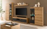 Wohnwand Assina in Evoke Eiche und grau matt Wohnkombination 350 x 201 cm, Soft-Close
