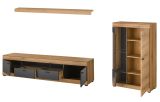 Wohnwand Assina in Evoke Eiche und grau matt Wohnkombination 300 cm, Soft-Close