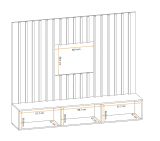 TV-Lowboard Set Public in Wotan Eiche und schwarz, Flat-TV Unterschrank h�ngend mit LED und Akustikpaneel, 180 cm