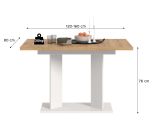 Esstisch Anton in Artisan Eiche und wei� K�chentisch ausziehbar 120 - 160 x 80 cm