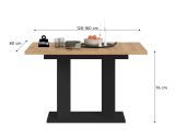 Esstisch Anton in Artisan Eiche und schwarz K�chentisch ausziehbar 120 - 160 x 80 cm