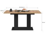Esstisch Anton in Artisan Eiche und schwarz Tisch ausziehbar 150 - 190 x 90 cm