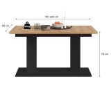 Esstisch Anton in Artisan Eiche und schwarz Tisch ausziehbar 140 - 220 x 90 cm