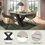 Esstisch Home-X in kaschmir und grau Tisch ausziehbar 150 - 190 cm