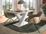 Esstisch Home-X in kaschmir und wei� Tisch ausziehbar 150 - 190 cm