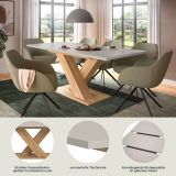 Esstisch Home-X in kaschmir und Artisan Eiche Tisch ausziehbar 150 - 190 cm